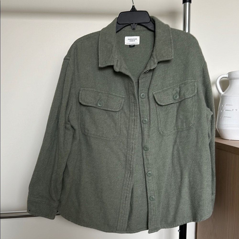 Olive Green Button-Up Shacket